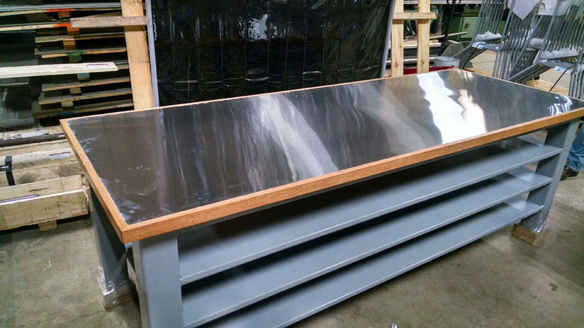 Worktable with paper storage